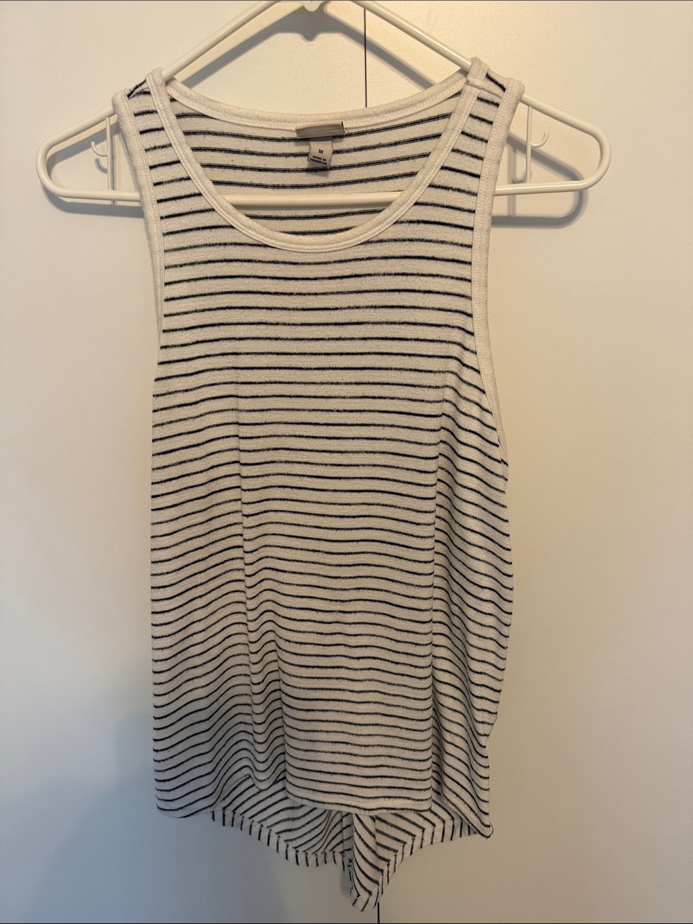 a new day White and Black Striped Tank Top